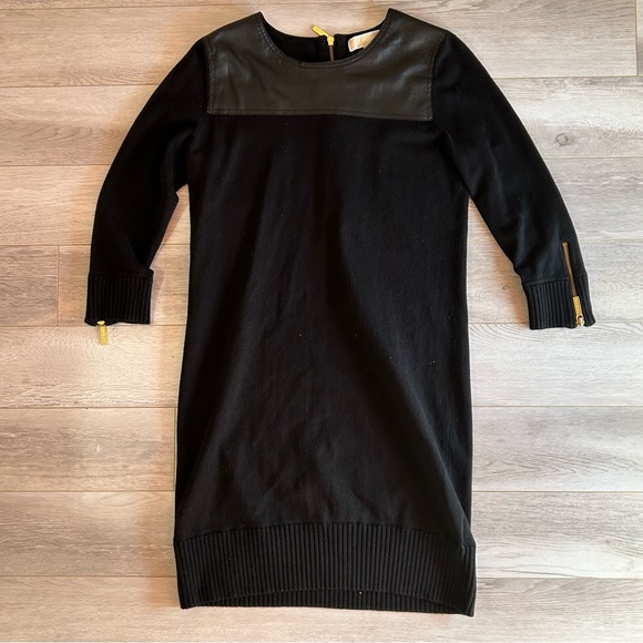 Michael Kors | Faux Leather Trim Sheath Dress - Picture 3 of 8